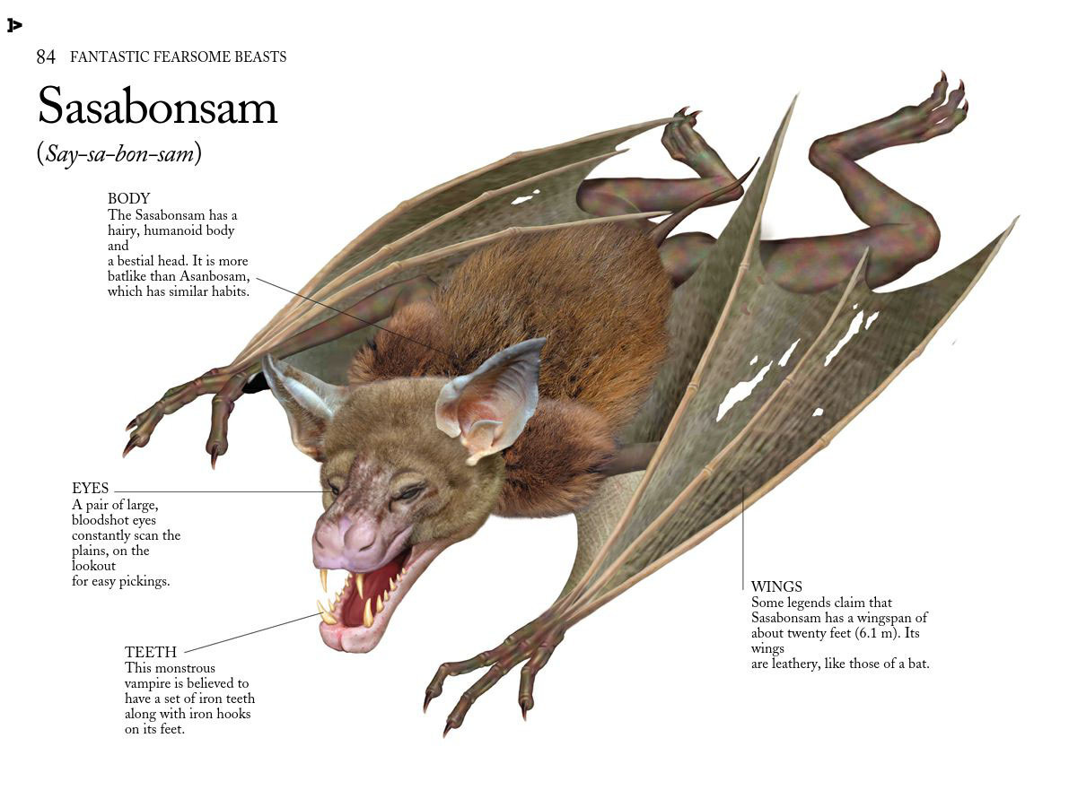 Рисунок сасанбосама в книге "Fantastic Fearsome Beasts". Автор неизвестен. Изображение из открытых источников.