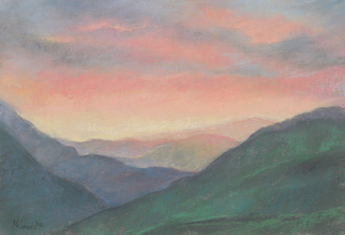 Колесниченко Мария. Рассвет. 2024, бумага сухая пастель 26x38.