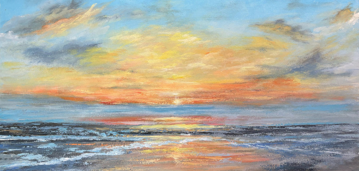 Петрова Оксана. Оранжевый рассвет. холст, масло, 50-100 см