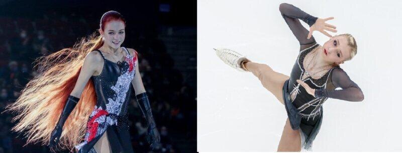     Александра Трусова, Софья Муравьёва. Коллаж. Ист. – Dzen.ru, сообщество «Фигурка» в ВК Фотография взята из открытых источников.