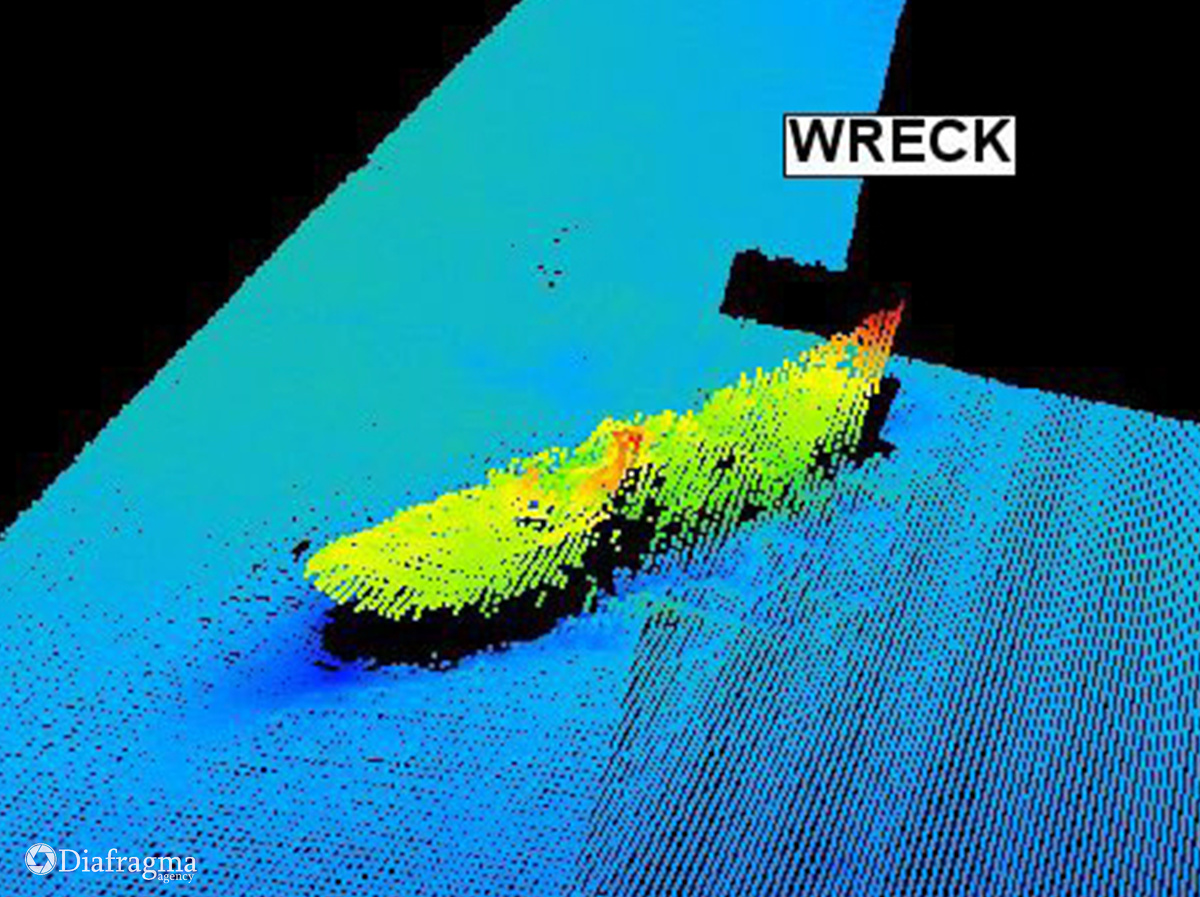 Изображение затонувшего судна полученное в результате анализа данных многолучевого эхолота