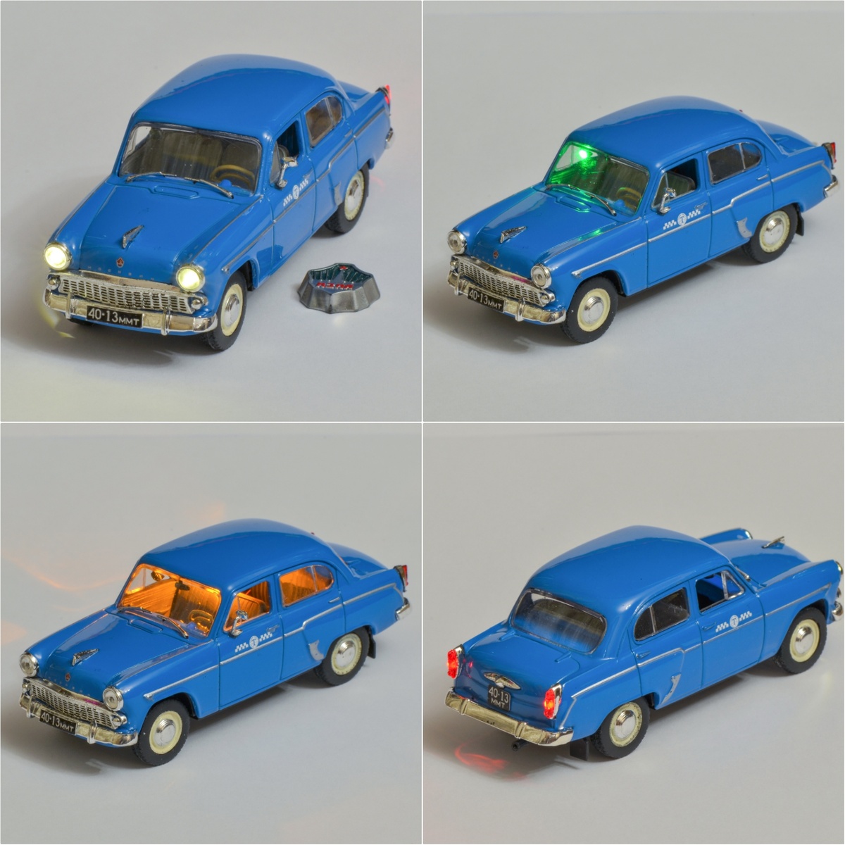 Рис. 1. Электрифицированная модель автомобиля Москвич-407 Такси из к/ф «Зелёный огонёк» в масштабе 1:43