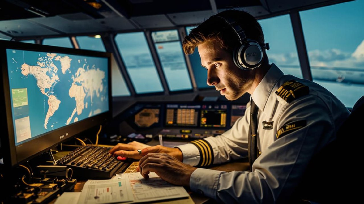 Пилот ГА перед компьютером // источник: нейросеть Kandinsky 3.1