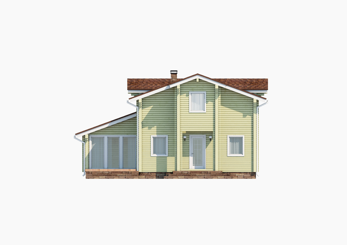 Фасад 1 двухэтажного дома «Русский дом-90»