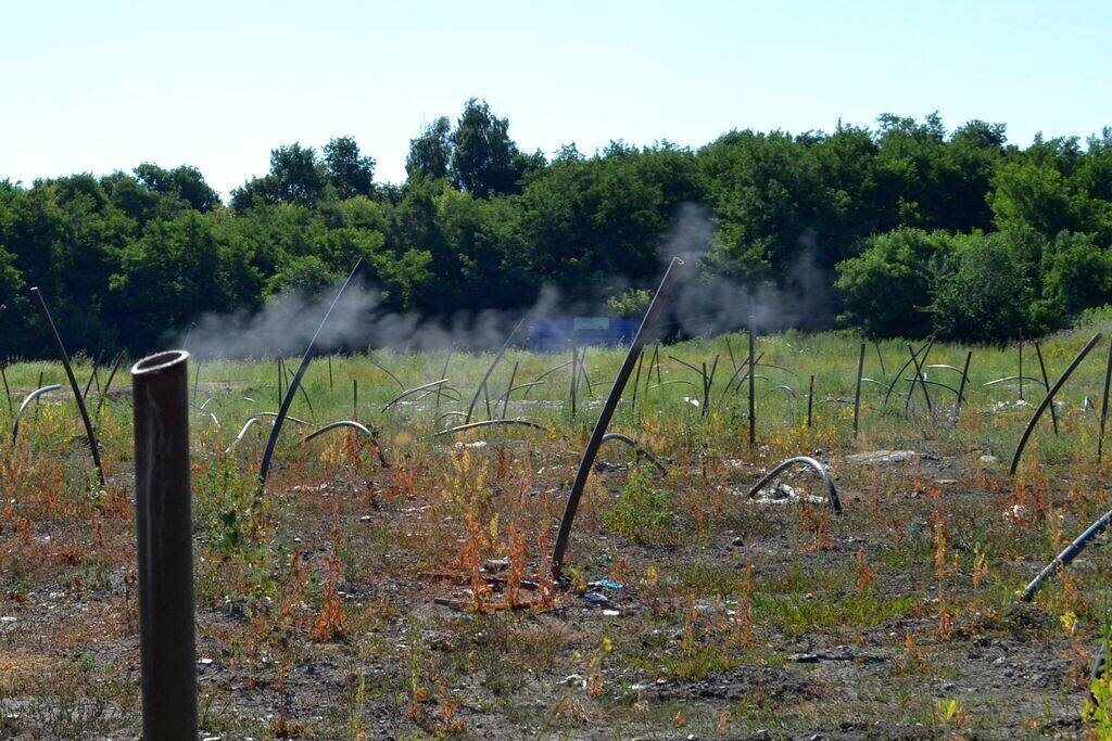 Выбросы метана из строящейся системы газосбора на мусорном полигоне