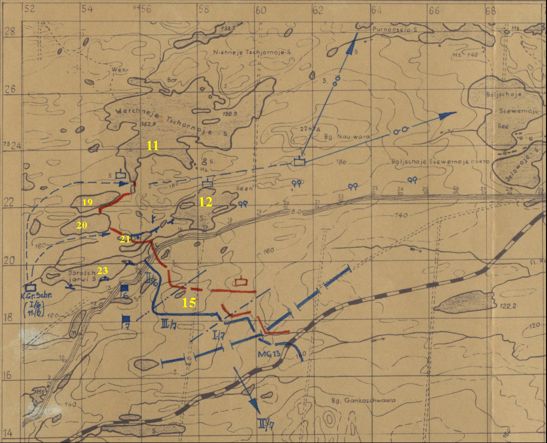 Для наглядности схема дивизии до наступления. [+ номера упоминаемых озёр]