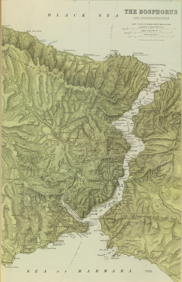 Карта Босфора из атласа, изданного в Лондоне в XIX в. Изображение из открытых источников 