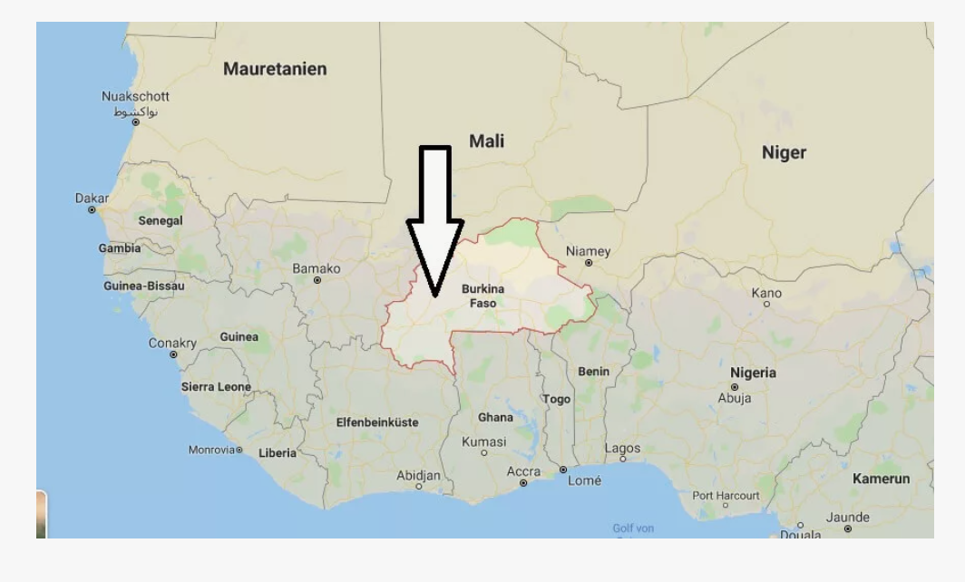 Буркина-Фасо на карте западной Африки