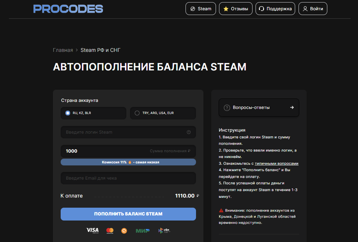 Обзор PROCODES: универсальное решение для оплаты зарубежных сервисов |  GoHa.Ru | Дзен