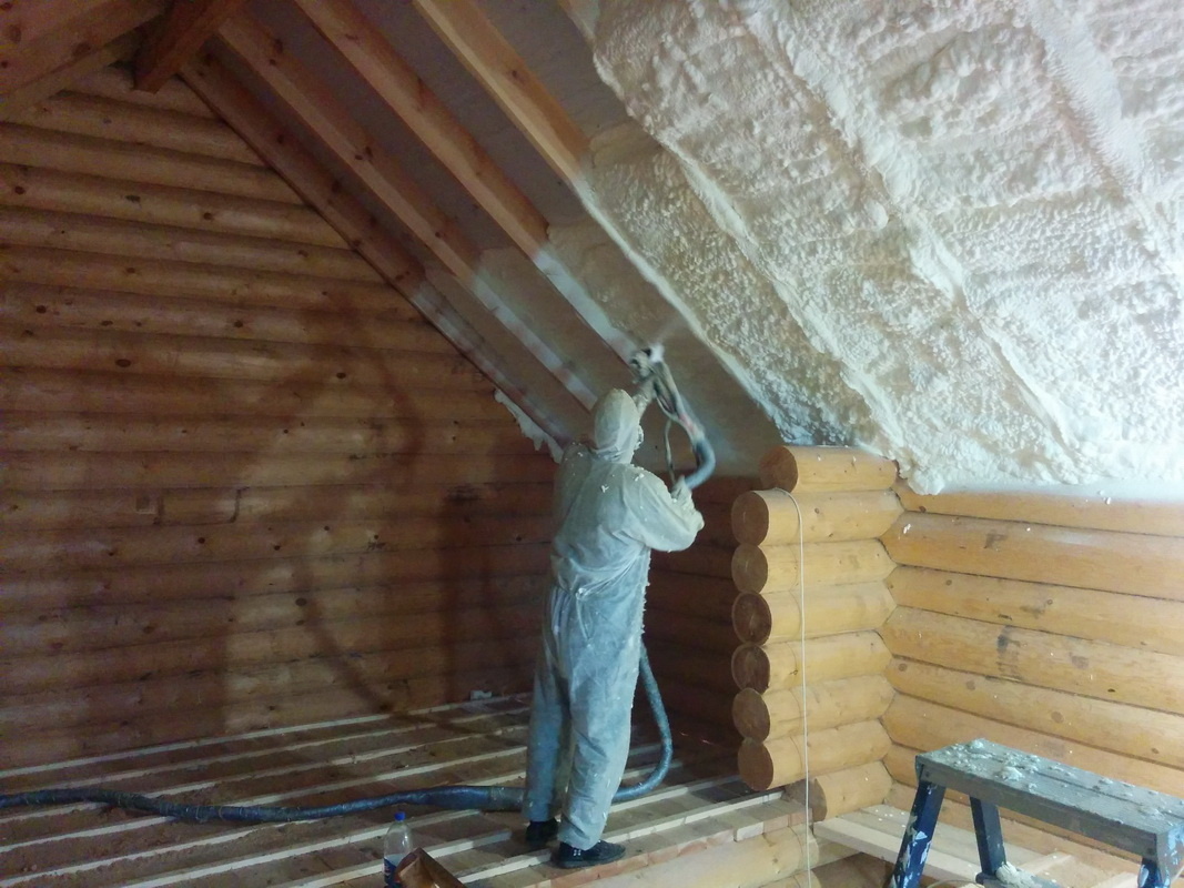Утепление чердака напылением ППУ