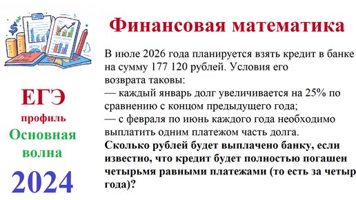 Основная волна 2024. Профильная математика. Финансовая задача.