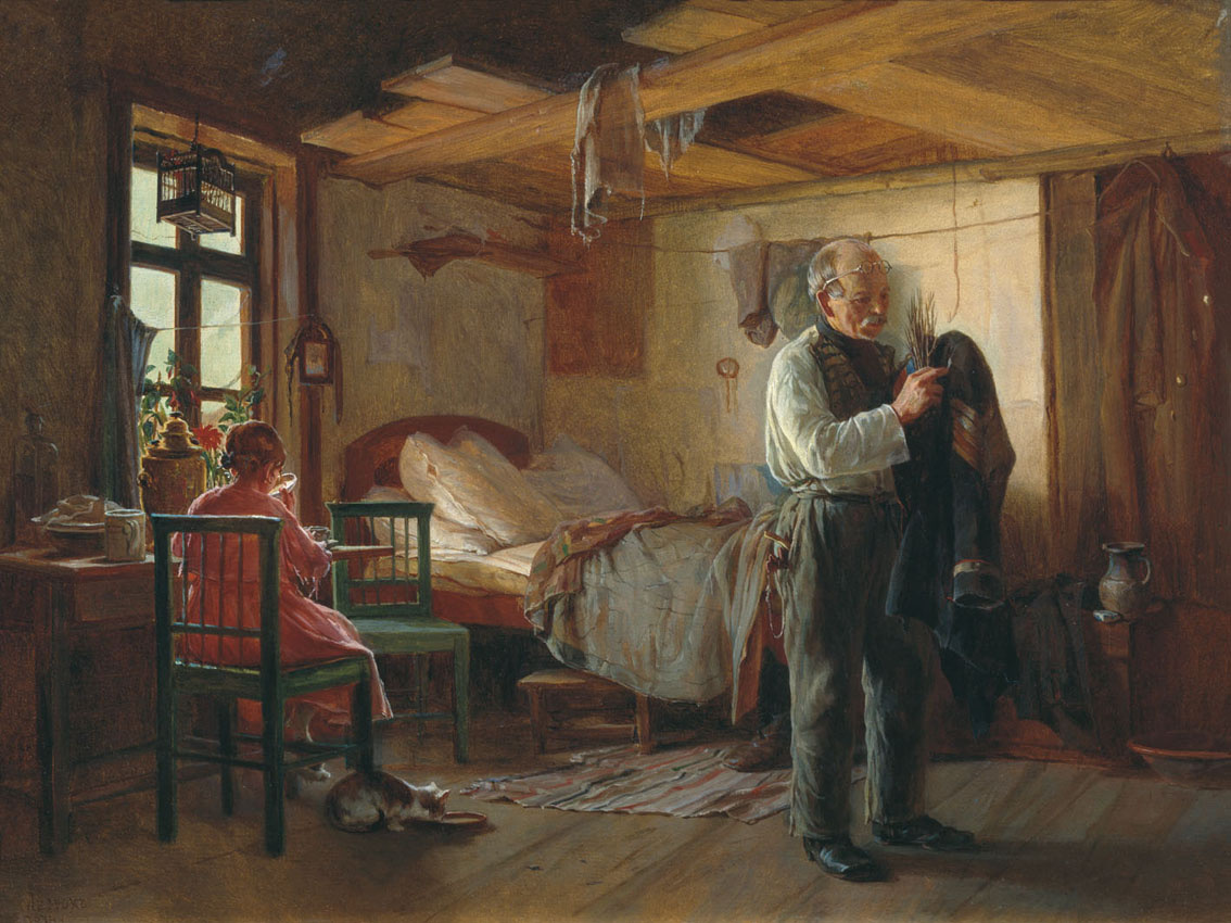   К. Лемох. «Утро в швейцарской» (1874,, Третьяковская галерея, Москва, Общественное достояние)