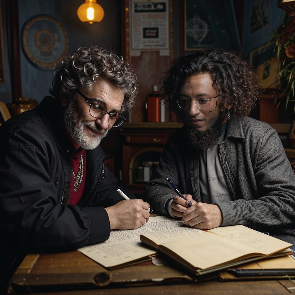 Пушкин Александр Сергеевич пытается научить GPT писать стихи. Ученик GPT под присмотром гения. По моему Пушкин не очень доволен результатами судя по его выражению лица дело безнадежное. А GPT напоминает студента троечника, который пытается сообразить и быстрее удрать играть в футбол. Сгенерировано нейросетью Kandinsky.