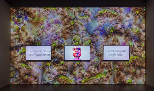 Zach Blas and Jemima Wyman, im here to learn so:)))))), 2017. Exhibited at Proof of Personhood: Identity and Authenticity in the Face of Artificial Intelligence, 2023. Courtesy Singapore Art Museum