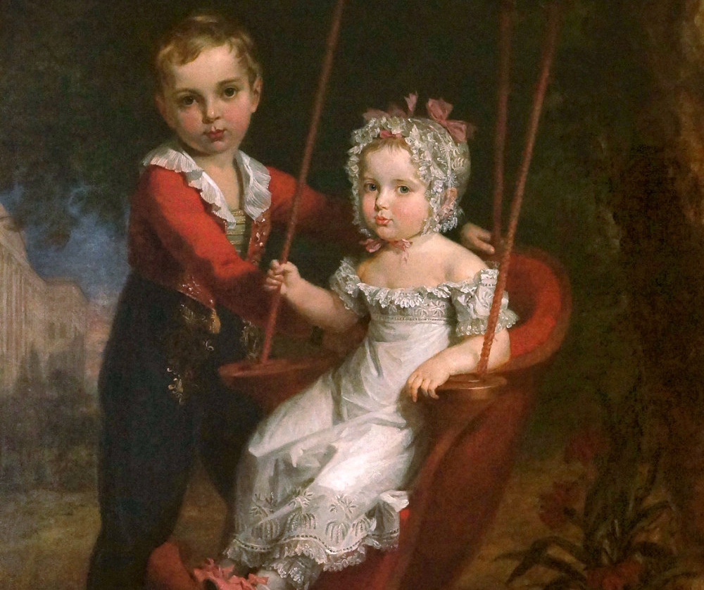 Джордж Доу «Великий князь Александр Николаевич (будущий император Александр II) со своей младшей сестрой, великой княгиней Марией Николаевной» (фрагмент) / Государственный музей-заповедник «Гатчина» 