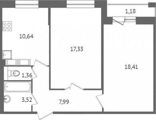 План от застройщика обычно выглядит как-то так. Нет никаких размеров кроме площади. Прикинуть тут планировку практически невозмоно.