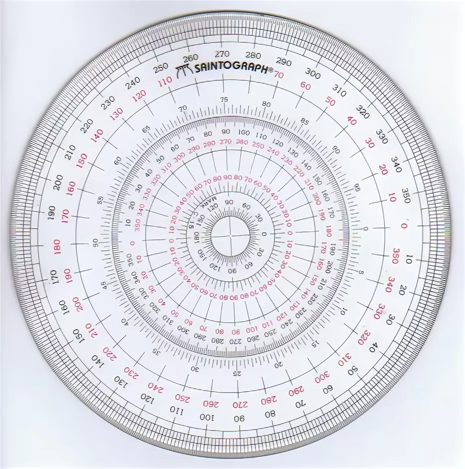 Вот такого круга для примерных расчетов углов уже будет достаточно.