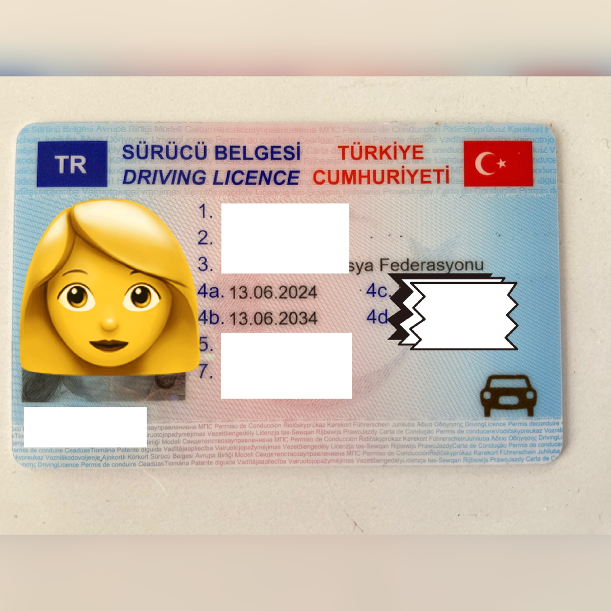 Турецкое водительское удостоверение