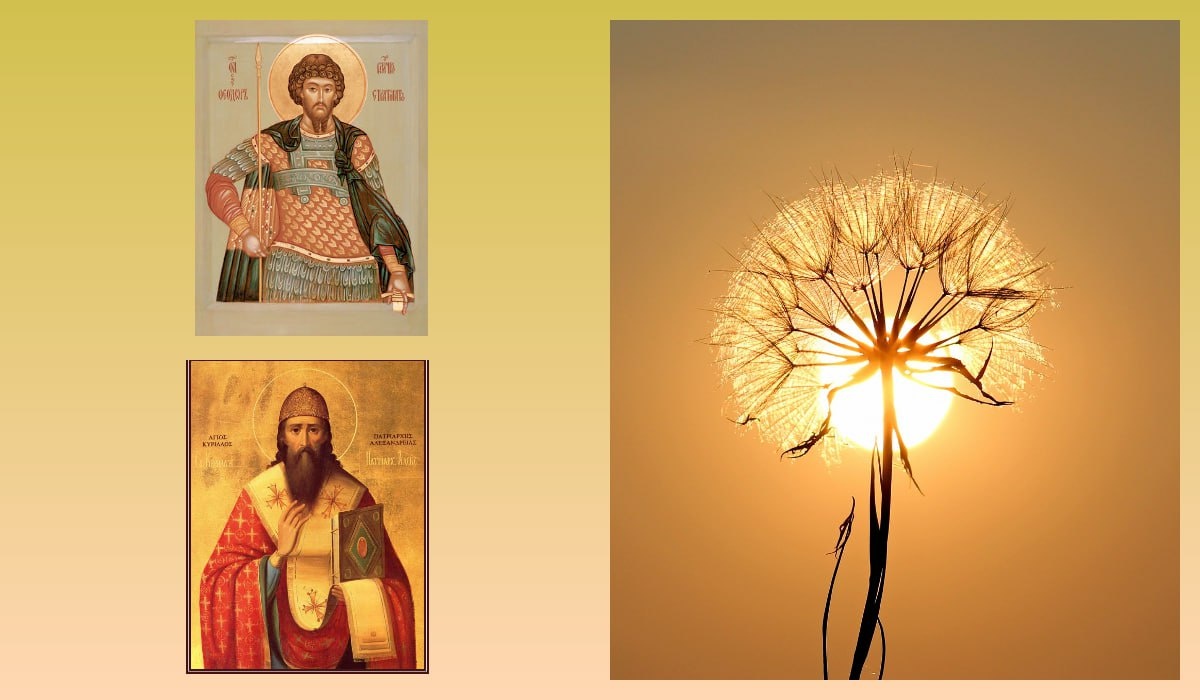 Святые Феодор Стратилат и Кирилл Александрийский. Коллаж: azbuka.ru/pixabay.com