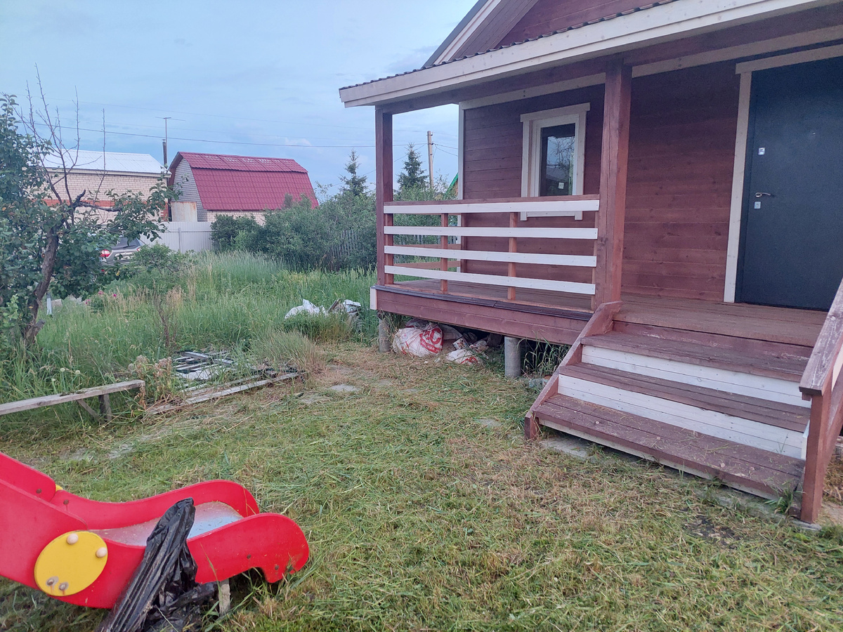 Тут ее чуть-чуть видно. А еще видно, как мы боремся с нежелательной растительностью с помощью триммера.