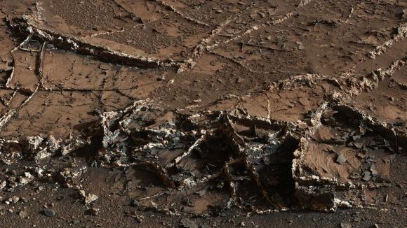    Curiosity сделал это изображение минеральных жил в марсианских породах в 2015 году. Этот район называется Гарден-Сити и находится в нижней части горы Шарп в кратере Гейла.     
 Источник: NASA / JPL-Caltech / MSSS