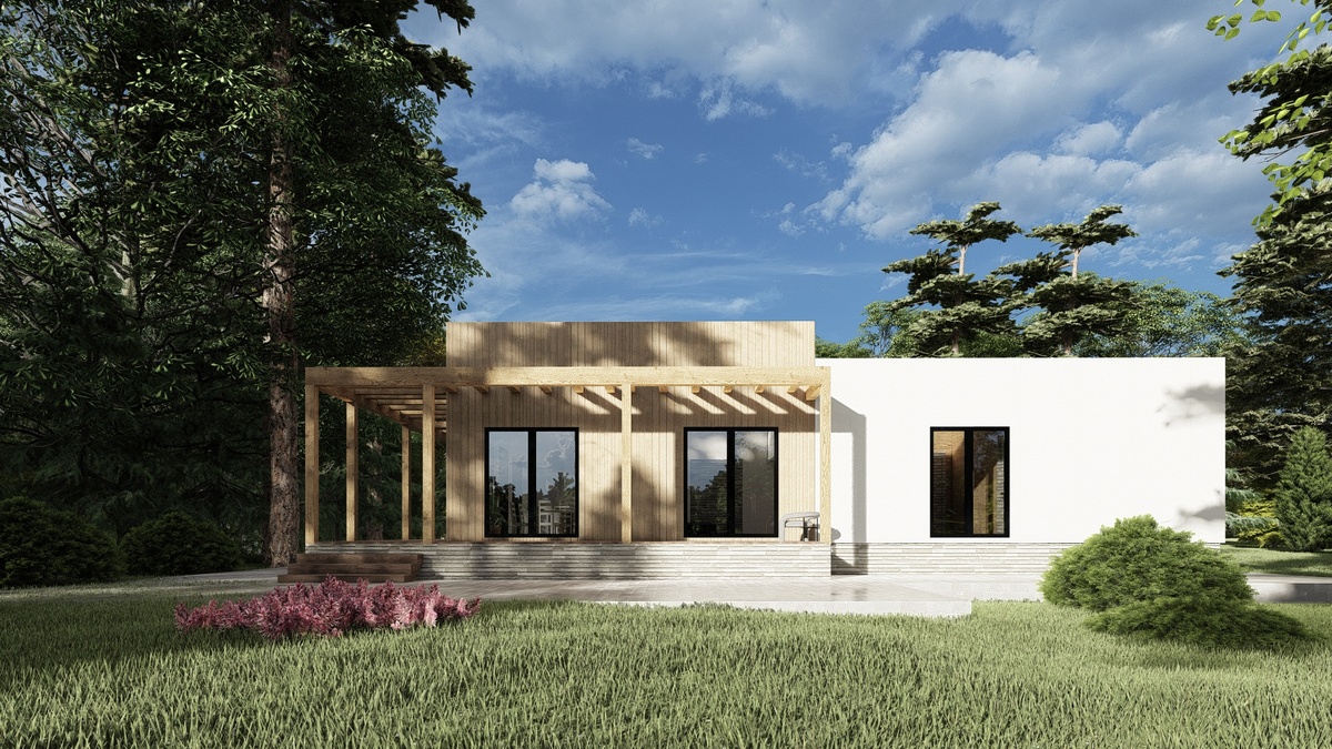 Одноэтажный каркасный дом “Вудленд” площадью 118,1 кв.м