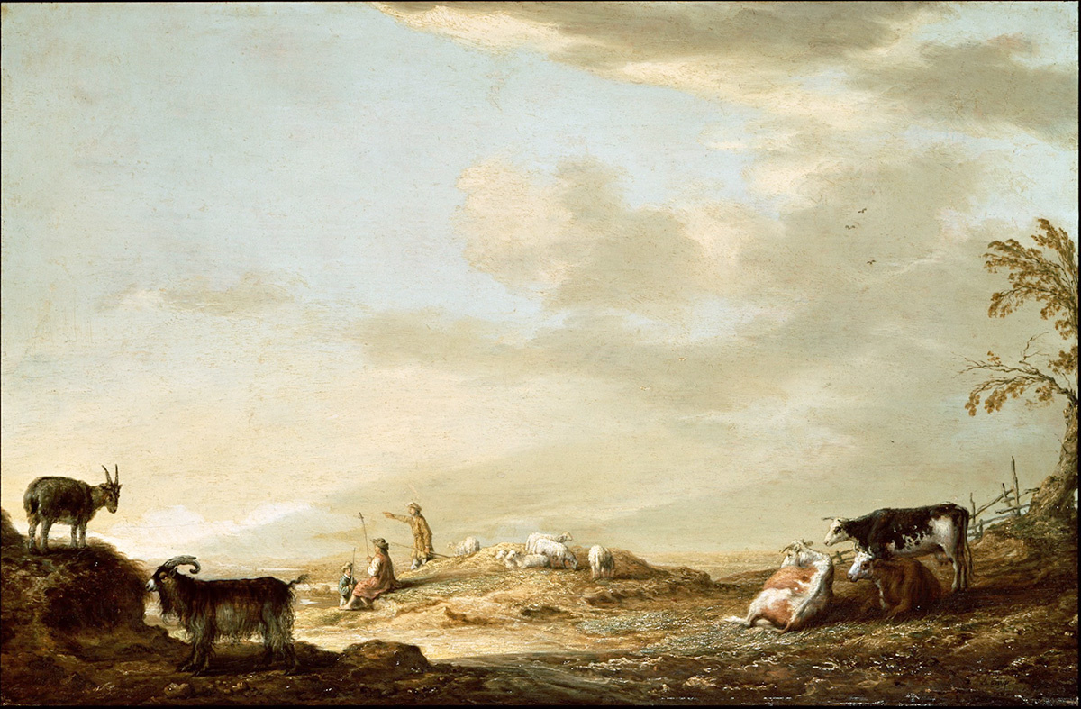 Альберт Якобс Кёйп «Пейзаж со скотом и фигурами», 1640 г.