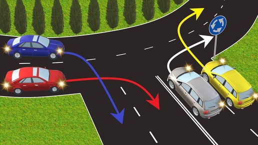下载视频: Водитель какого автомобиля не нарушает правила при проезде кругового перекрестка?