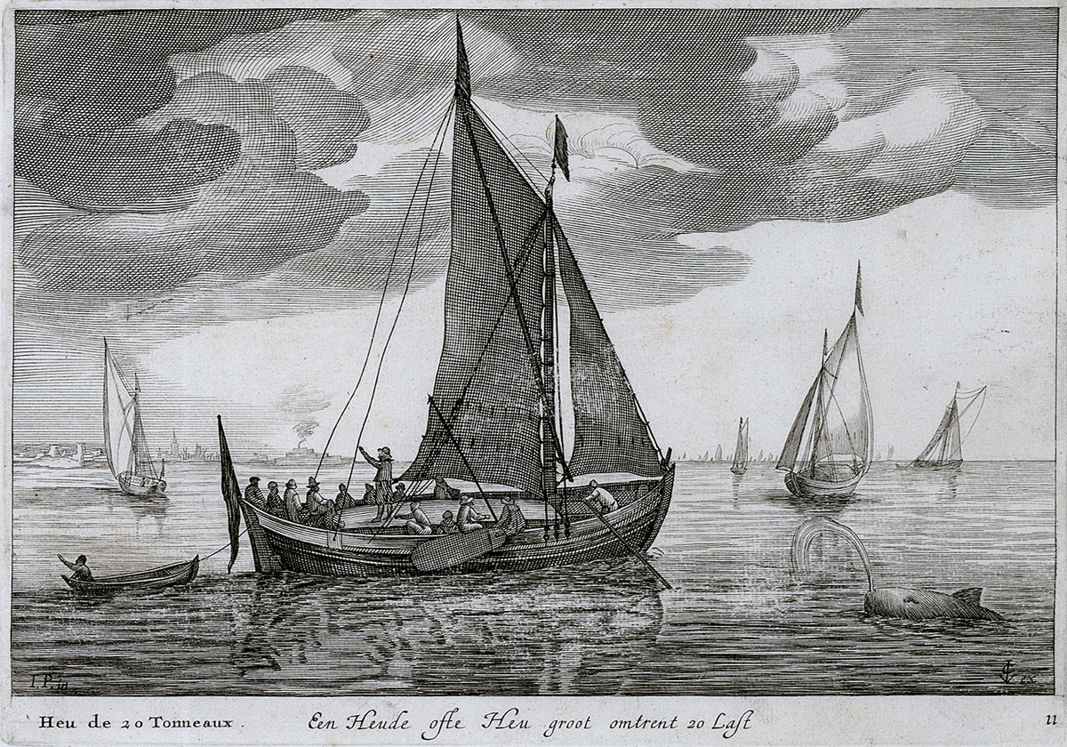 Heu de 20 Tonneaux. Een Hende offe Heu... Porcellis, Jan; Visscher, Claes Janszoon. Национальный морской музей, Гринвич, Лондон. PAF7346