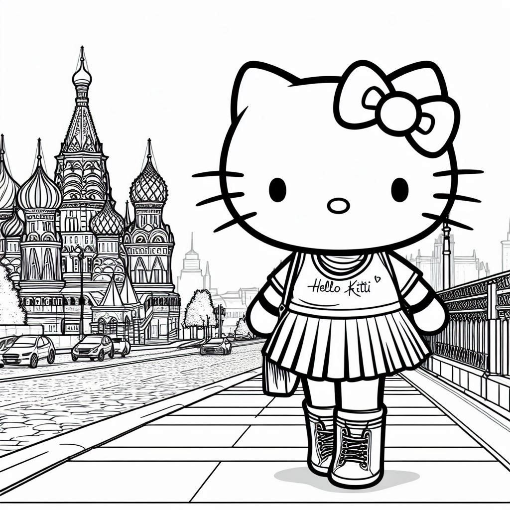 Hello Kitty летом в Москве из нейросети