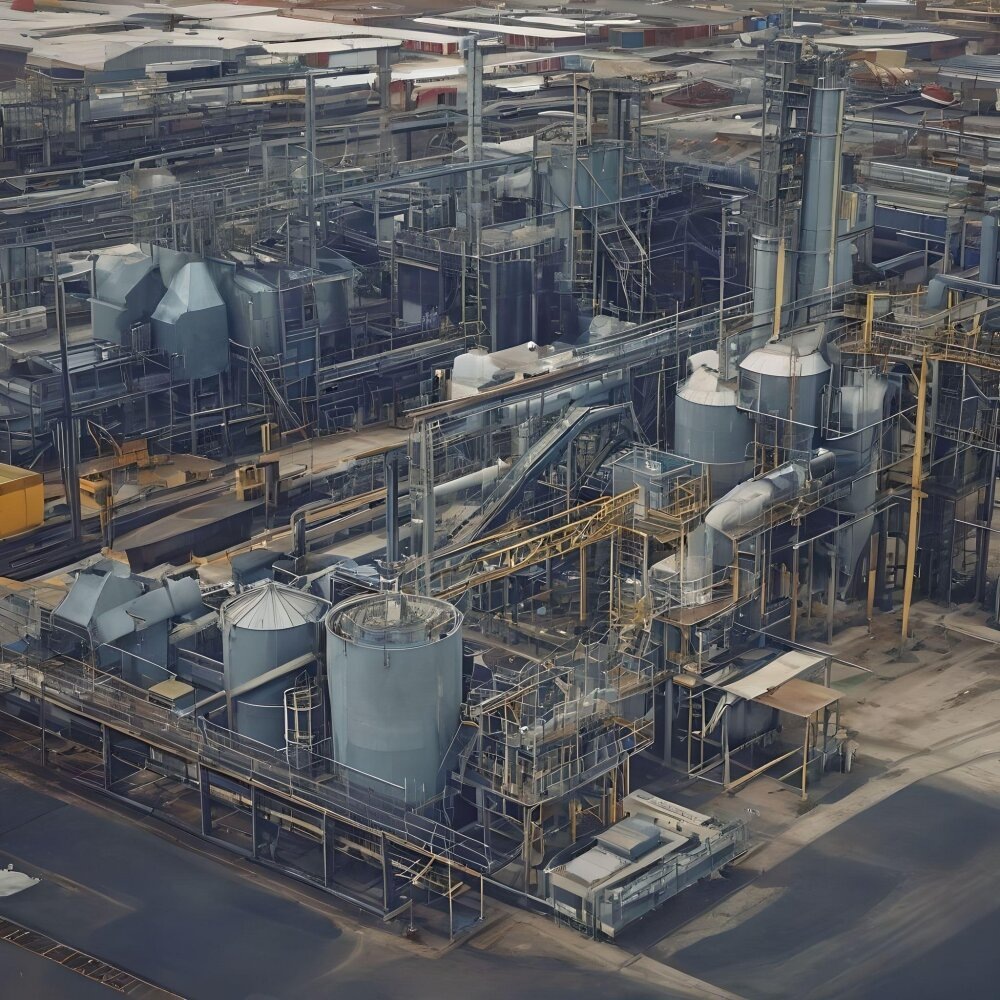 📷Мусороперерабатывающий завод. Иллюстрация сгенерирована нейросетью.
