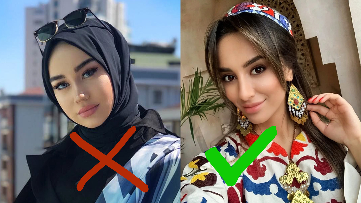 Таджички в хиджабе и в национальной одежде