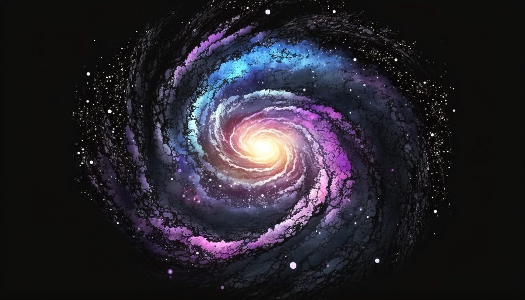    Realistic spiral galaxy with stars, stars from space galaxy stardust. Can be used on flyer banners, web and other projects. Марк Волков