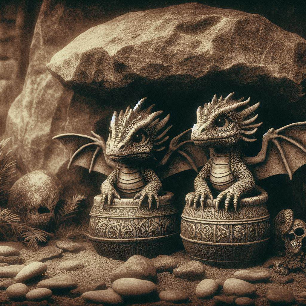 Фантазия нейросети Dall-E 3 на тему младенцев-драконов... 