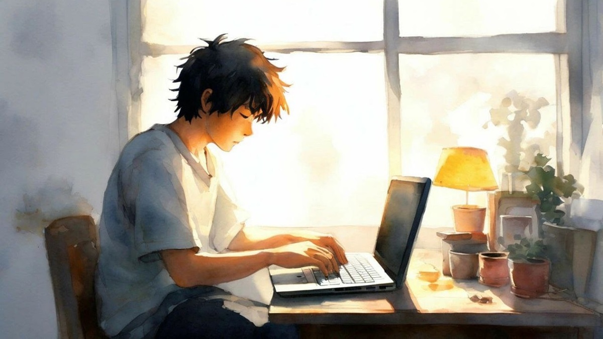 Подросток все время после школы сидел за ноутбуком. Рисунок сгенерирован нейросетью Шедеврум.
