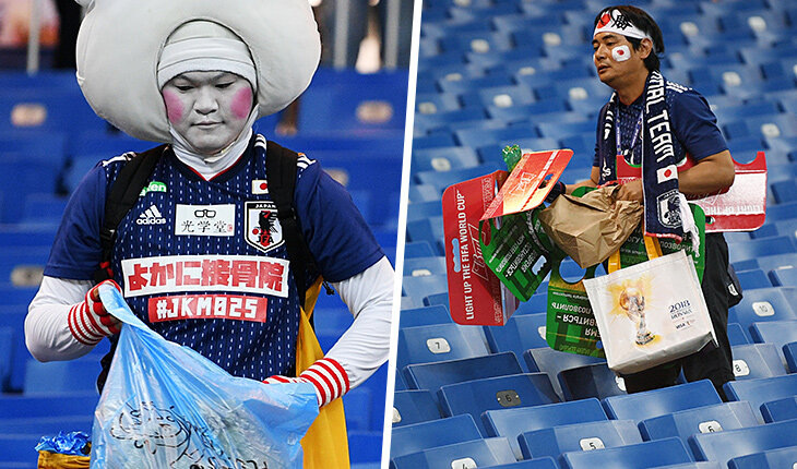 На ЧМ-2022 в Катаре японские болельщики наводят порядок на трибунах после каждого матча – соблюдают традицию, которую мы заметили на ЧМ в России.