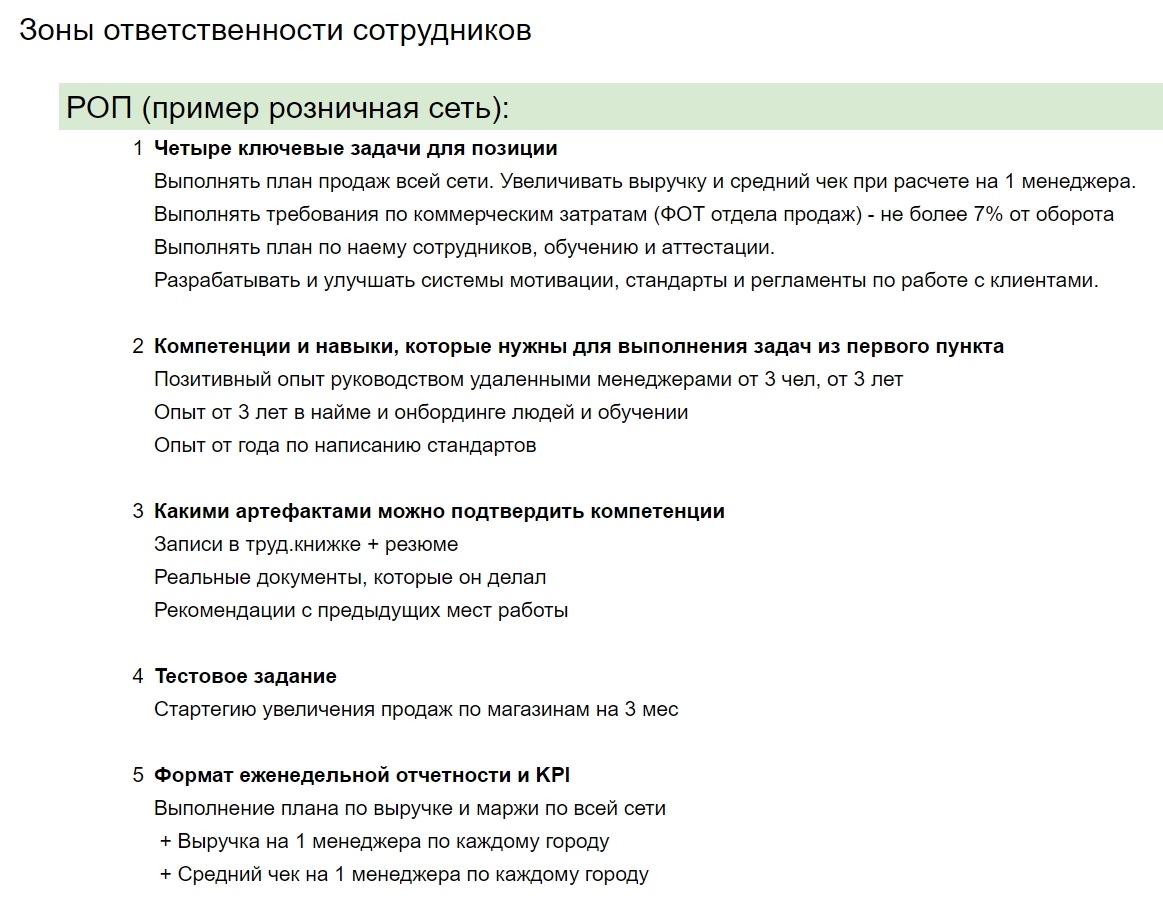 Анкета для кандидата на собеседовании