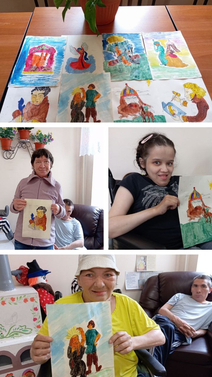 Все вместе ребята вспомнили основные факты биографии поэта, его самые знаменитые и совсем неизвестные произведения, послушали сказку, играли в ребусы и загадки по произведениям писателя, вместе читали вслух "У Лукоморья дуб зелёный" ну и конечно рисовали портреты Александра Сергеевича. 