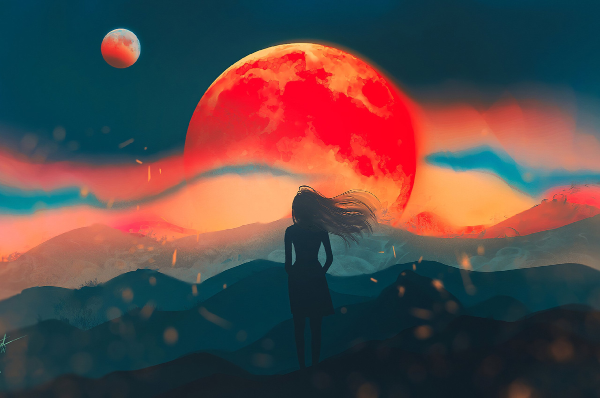 Солнце напротив Луны. Фото в свободном доступе.