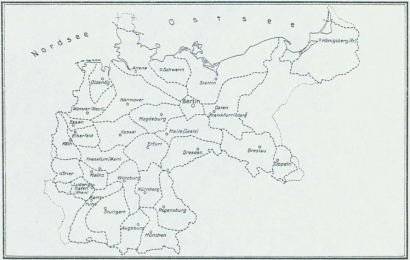 Карта Управления железных дорог Рейха 1920-х годов.