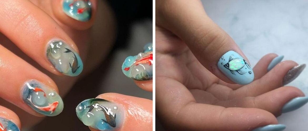В 2024 году набирает популярности модный маникюр с рыбками. Такой дизайн ногтей напоминает нам о теплых деньках, море и отдыхе.