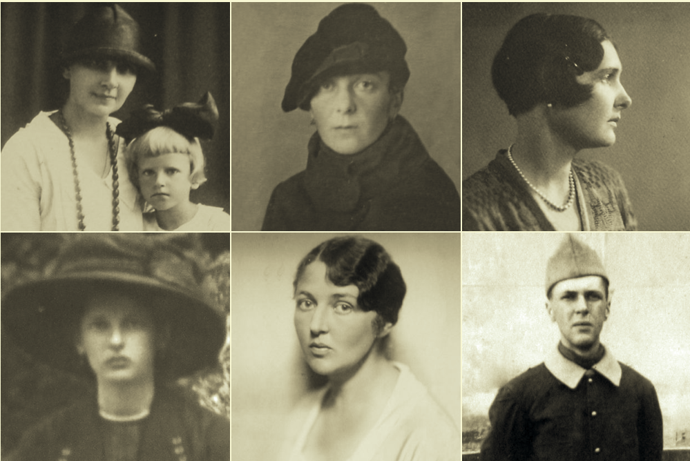 Сверху: Мария с дочерью Екатериной, Наталья, Елена, снизу: Ольга, Александра, Аркадий - семейная фотография