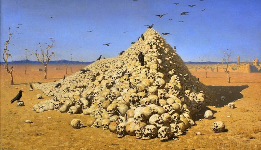 Картина В. Верещагина “Апофеоз войны”. 1871 год. Третьяковская галерея. Москва.