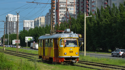 Трамвай Tatra T3SU КВР Барнаул-1208. Покатушки по Барнаулу.
