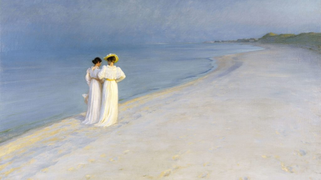 Педер Северин Крёйер, "Летний вечер на берегу озера Скаген", 1893, Музей Скагена, Скаген, Дания.