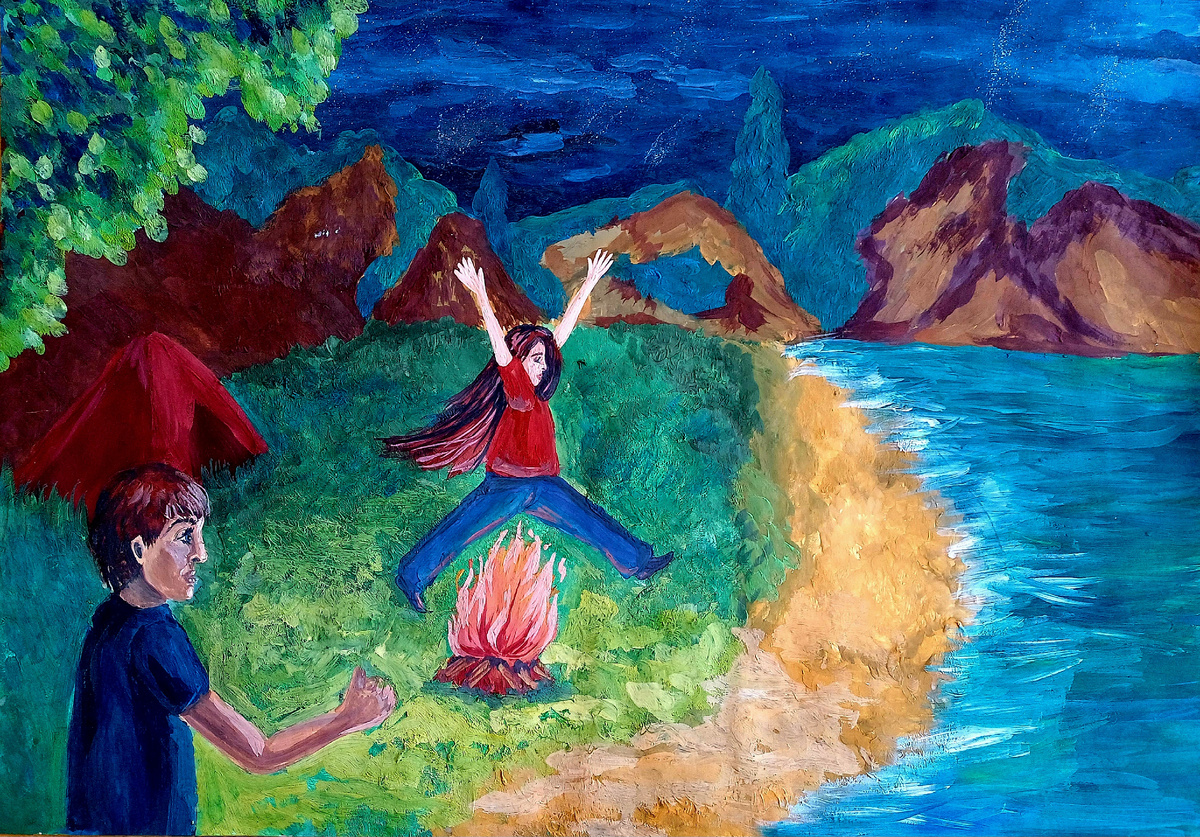 Работа Алены 12 лет. Формат А2 бумага, гуашь