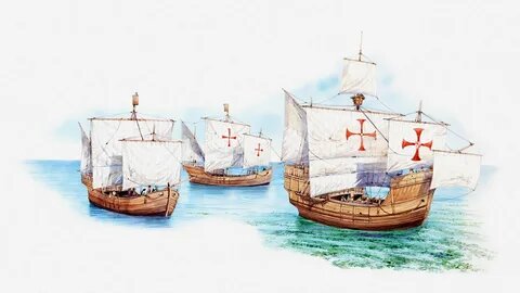 Три корабля открывшие "Новый Свет"; Санта-Мария, Нинья, Пинта.