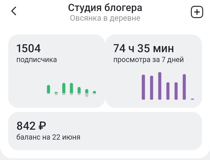 1504 подписчика, скрин от 23-го июня, баланс ещё не обновлён