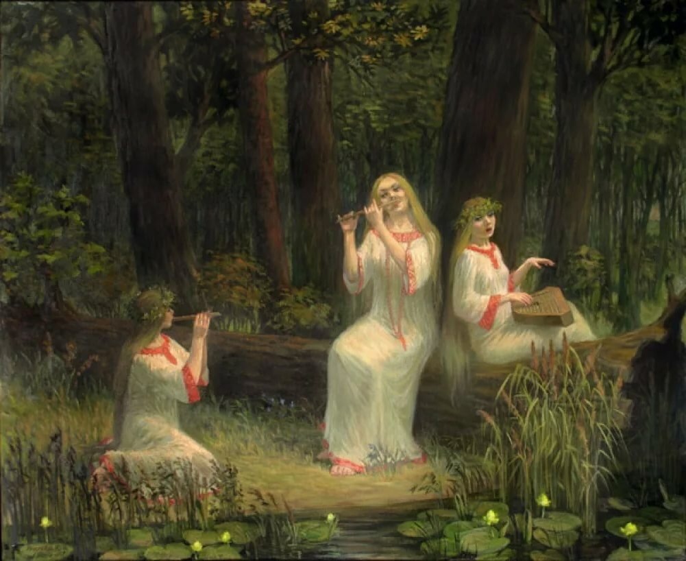 Картина Юлии Масловой «Берегини» (одно из многих имен для русалок, которые использовали славяне)