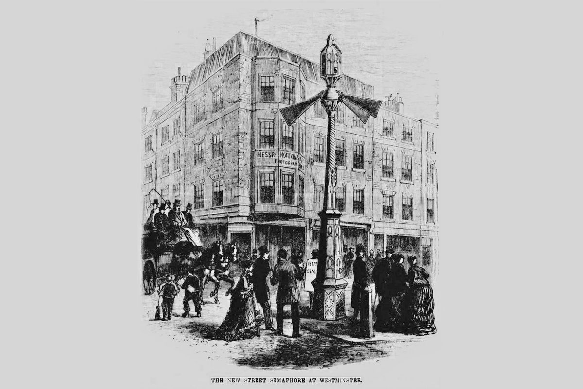    Вестминстерский уличный семафор, из Illustrated Times, 16 января 1869 года. Фото:British Newspaper Archive